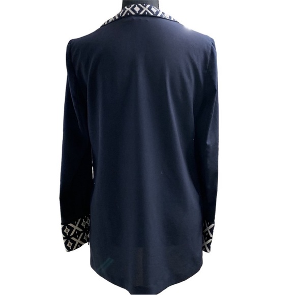 TORY BURCH NAVY EMBROIDERED TAPED TUNIC - Picture 10 of 12